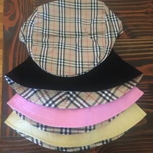 Unisex Burberry Fabric Newsboy Driving Cap with Reversible Bucket Hats Bundle